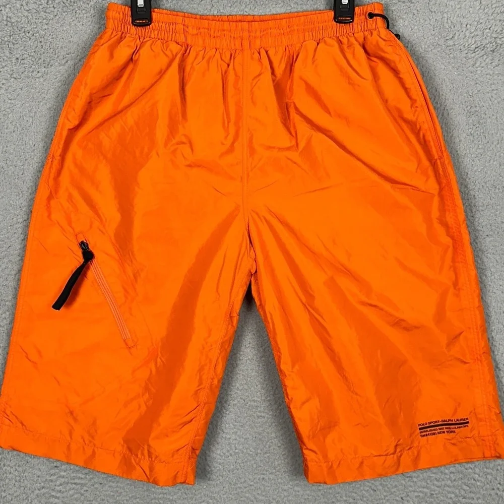 Polo Sport Ralph Lauren Swim Trunks Mens Medium Orange Mesh Lined Board Shorts